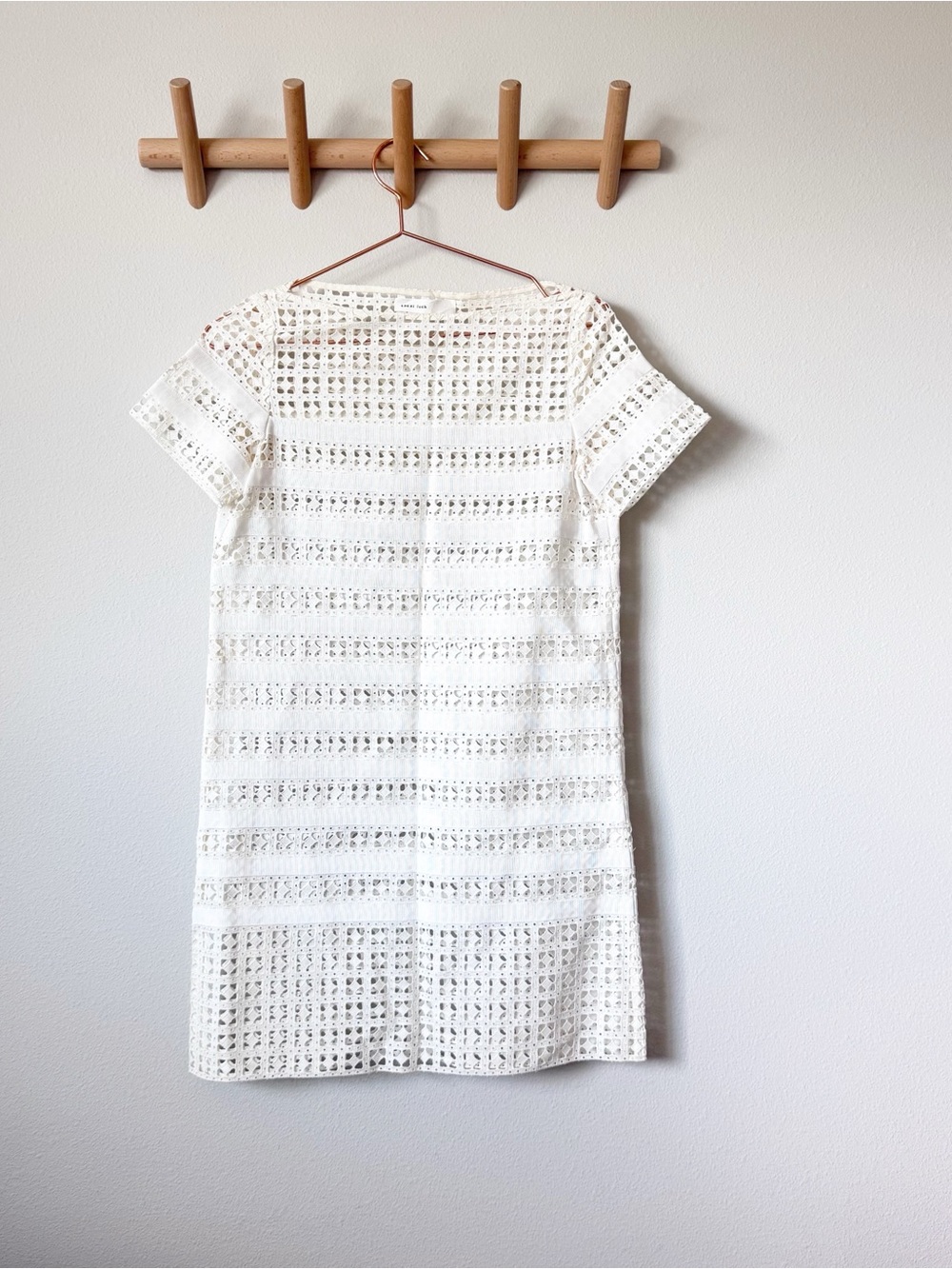 Sacai Luck White Lattice Crochet Shift Dress